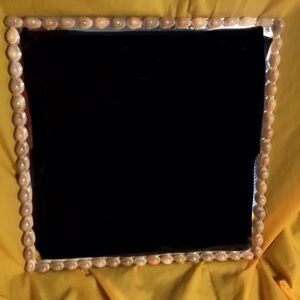 NWT wall mirror 11.75” x 11.75” square framed w cream & orange seashells